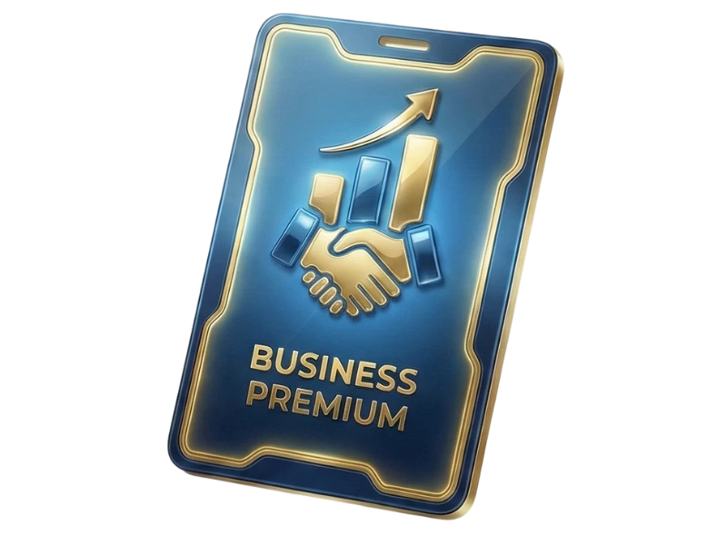 3D software box for LinkedIn Premium Business subscription featuring a handshake and growth chart icon with gold accents.
